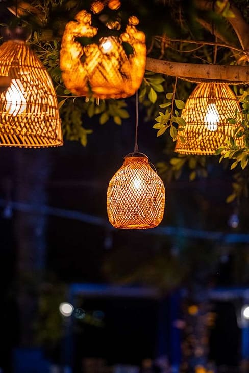 hanging bamboo shaded lights