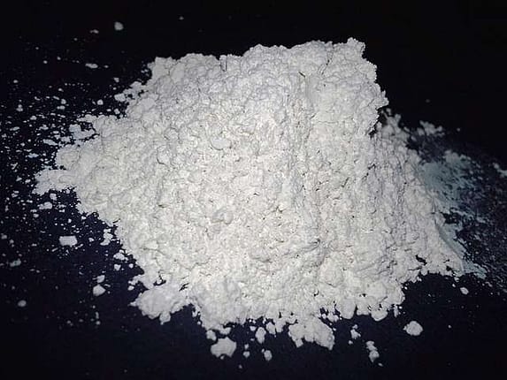 A pile of white powder, diatomaceous earth