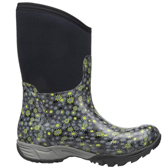 rain boot with a flower pattern