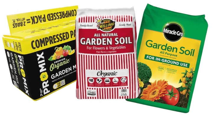 3 gardening soil mixes in bags