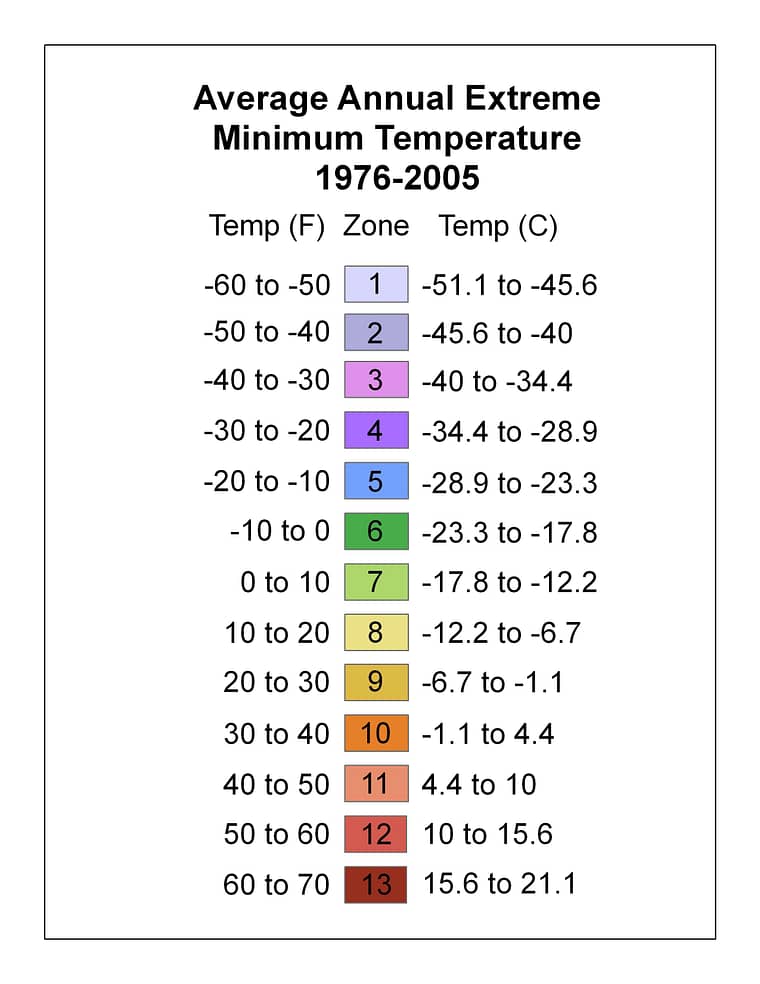 Photo of the updated USDA hardiness zone chart